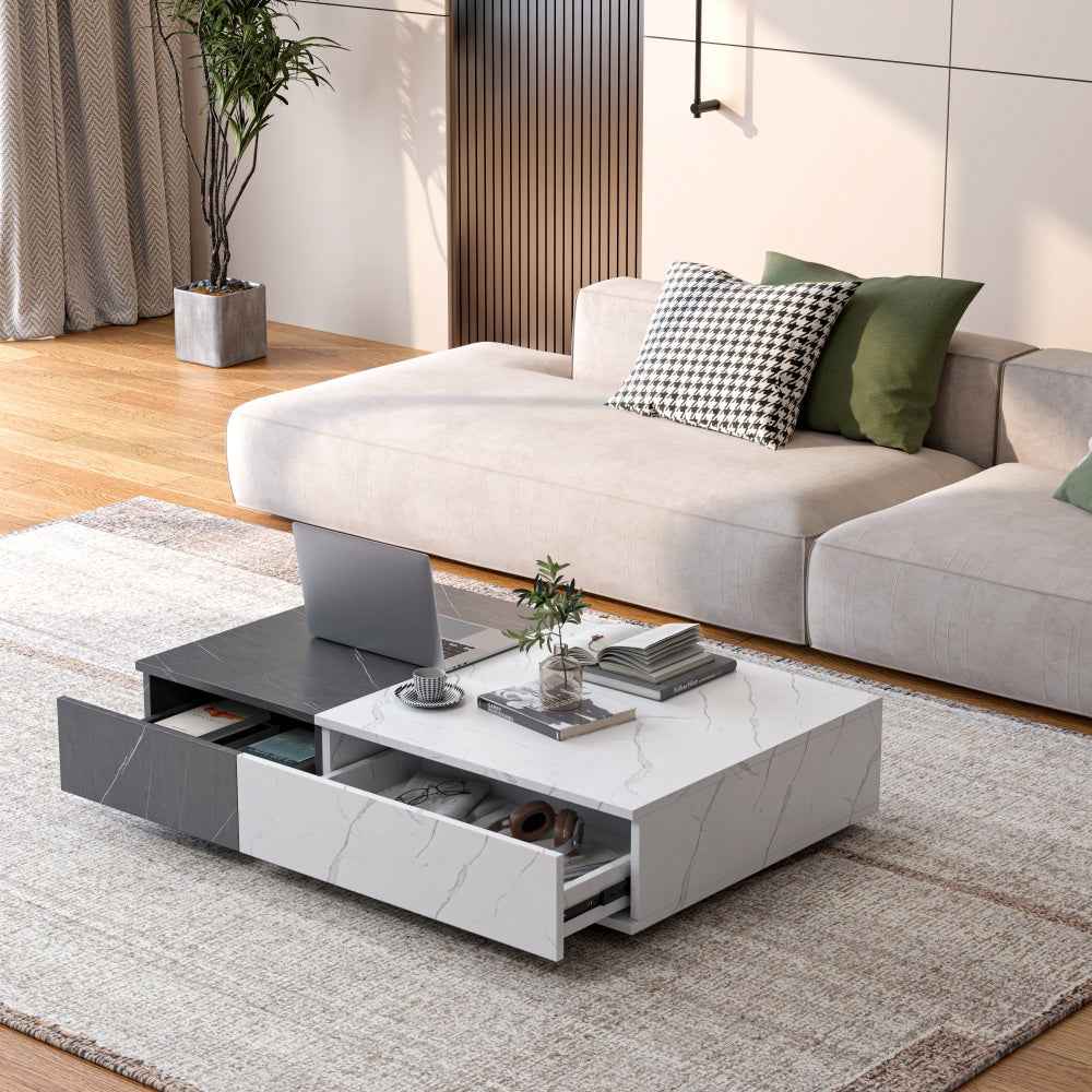 Ifertus Modern Dual Color Coffee Table | Black & White - Default - tables