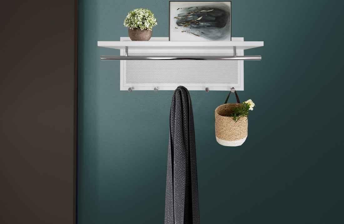Esyspot Metal Hook Wall Mounted Rack | White - - coat rack metal white