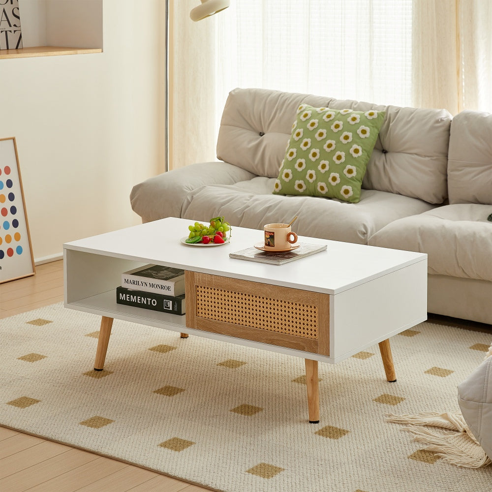Spictum 41' Rattan Coffee Table | White - Default - tables
