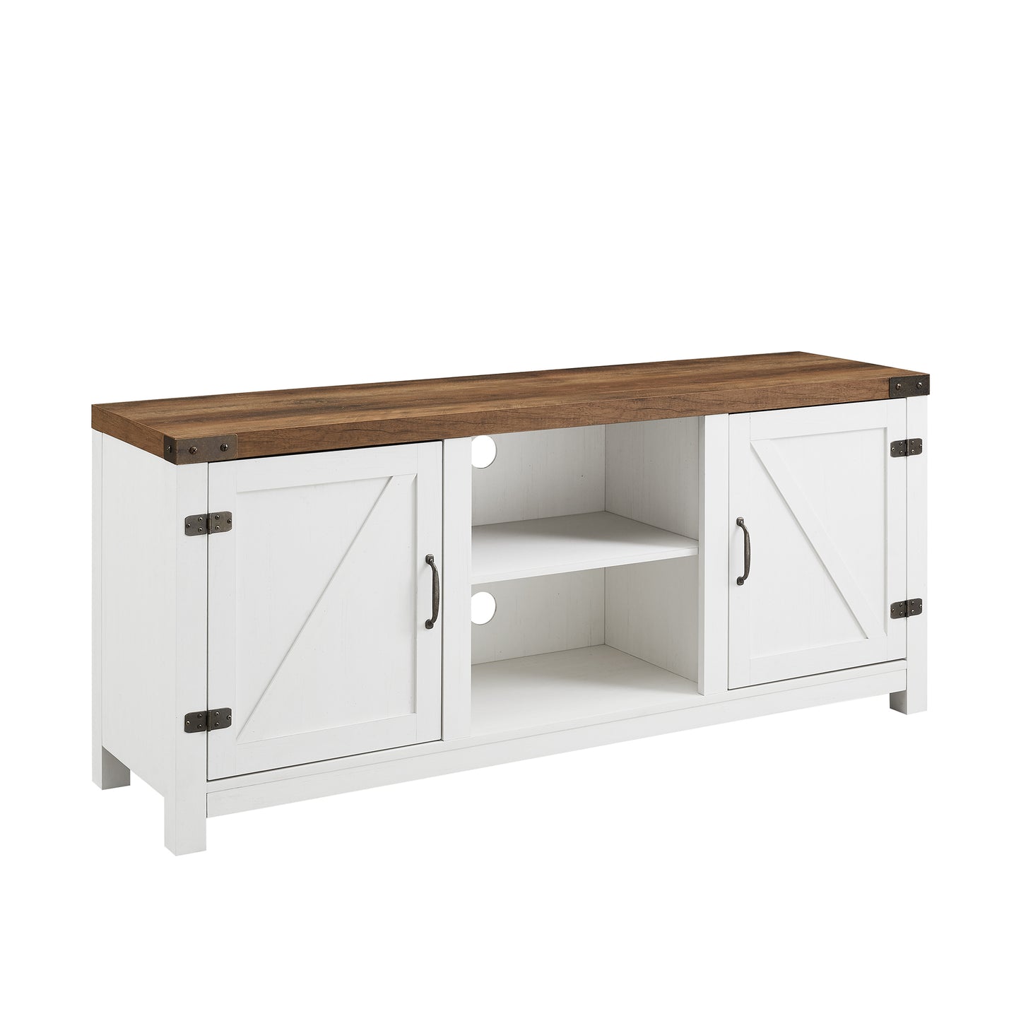 Maries Farmhouse Barn Door TV Stand | Rustic Oak & White - Default - tv console