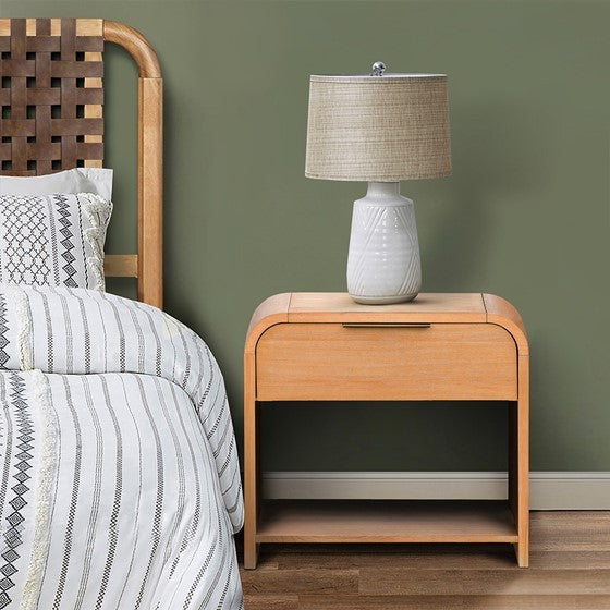Livam Modern One-Drawer Waterfall Nightstand | Natural - Default - nightstand