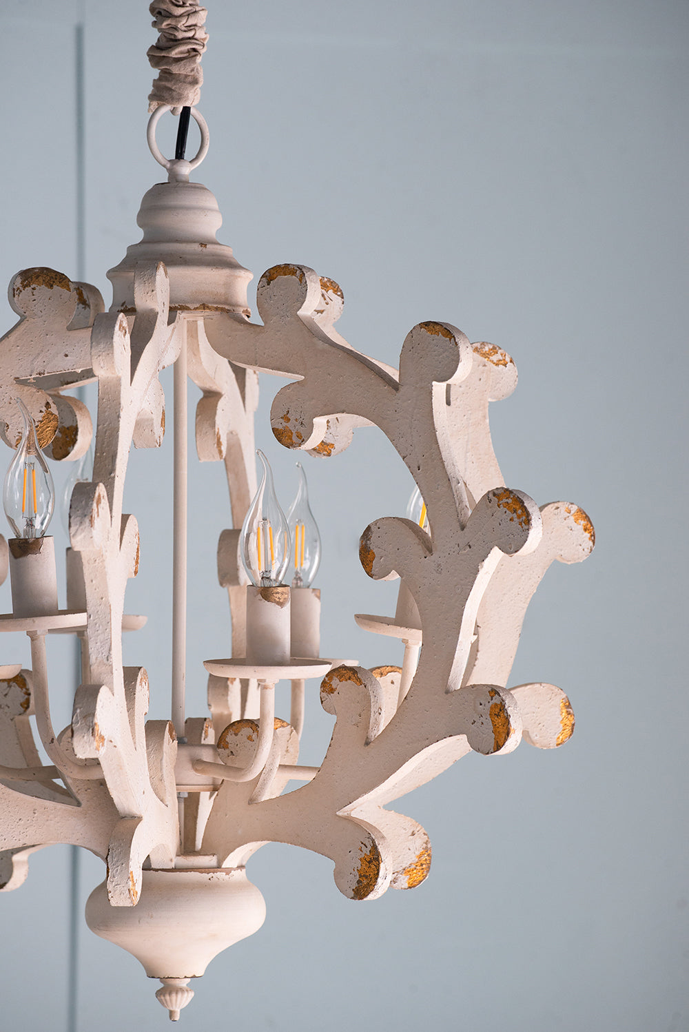 Limiro 6-Light Vintage Chandelier | Distressed Beige - Default - chandeliers