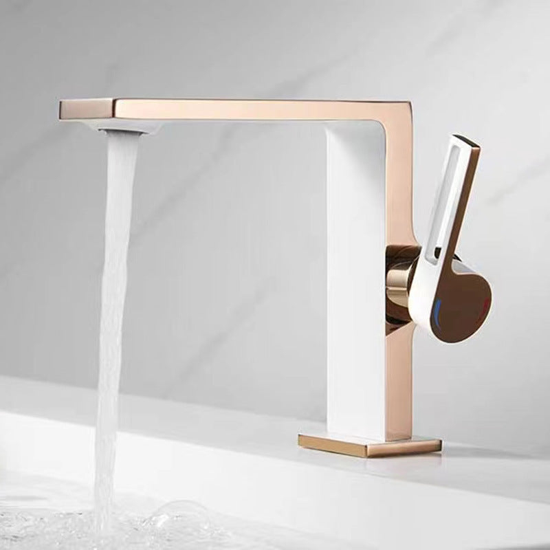 Tuilit Single Handle Bathroom Faucet - White - Rose Gold Copper - bathroom faucet faucets