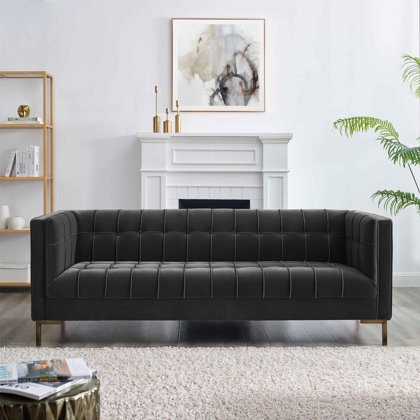 Isaac 3-Seater Modern Sofa | Charcoal - - sofa