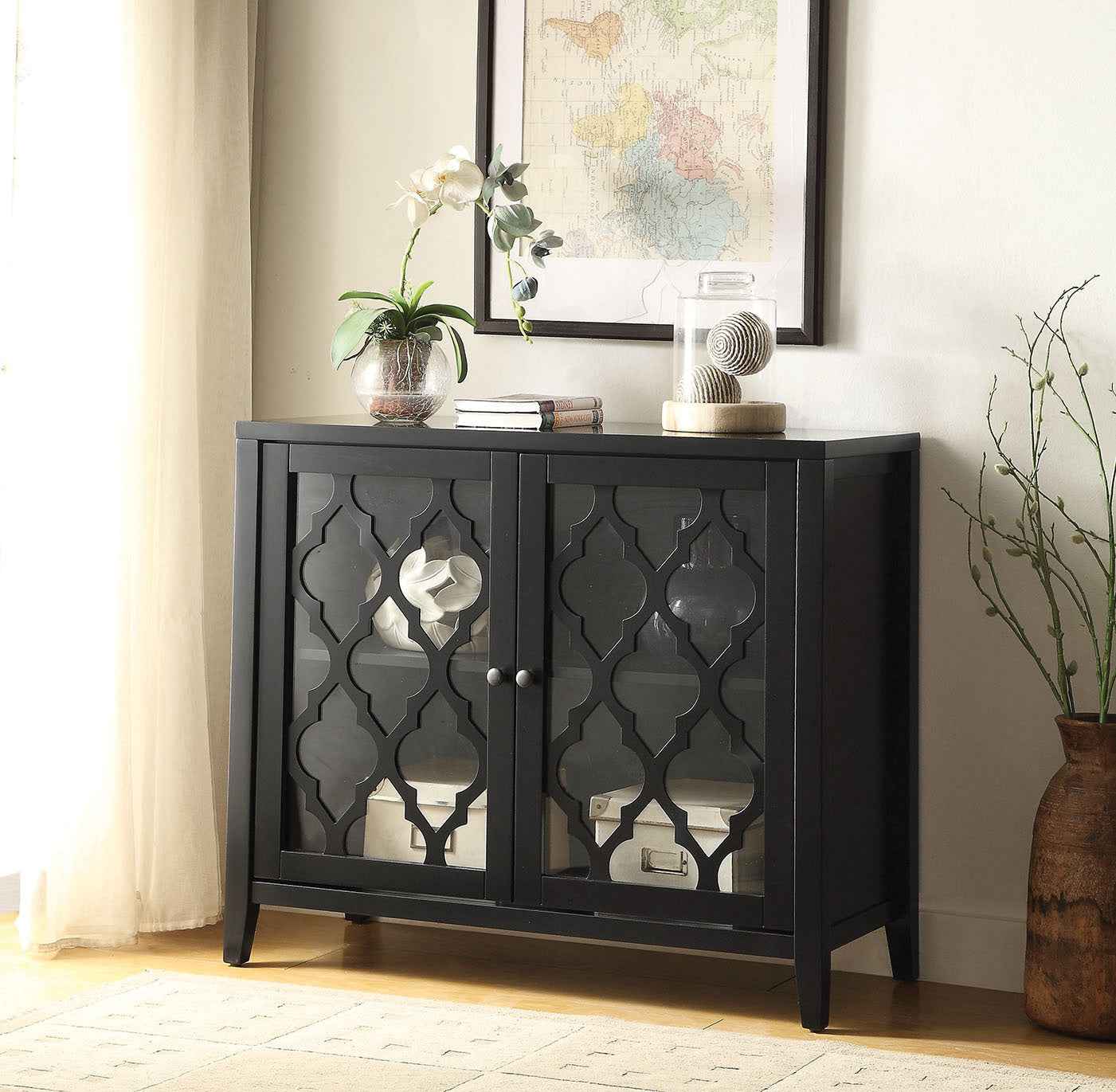 Ceara Console Cabinet | Black - - black cabinet wood