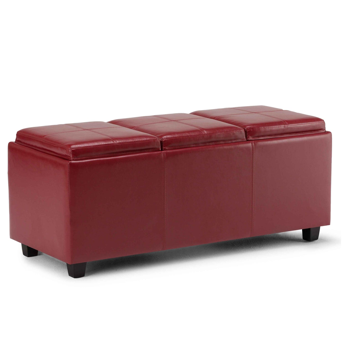 Fingota Large Cube Storage Ottoman | 3 Tray Lids | Wine Red - Default - bench