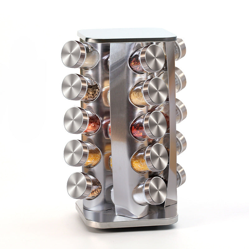 Rotating Seasoning Can Set - - Jar Pot silver Storage