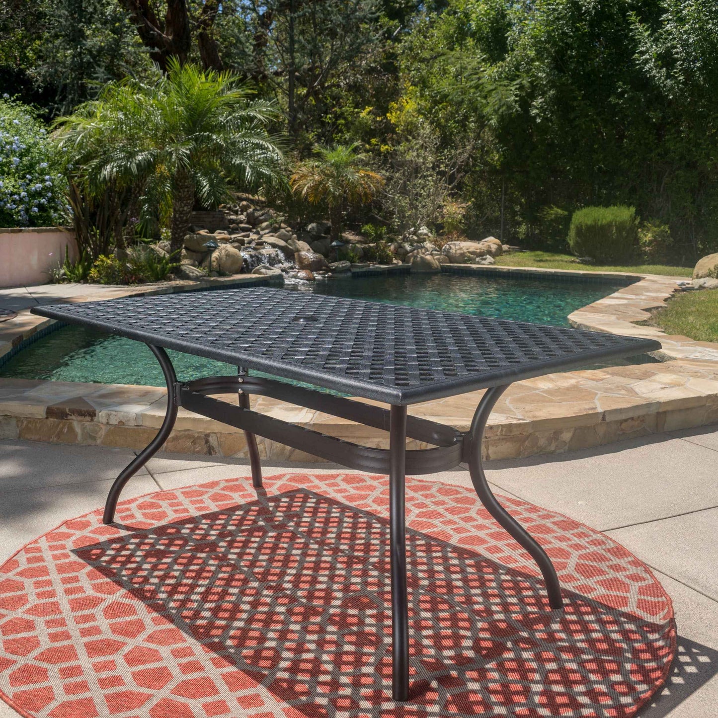 Grulak Metal Outdoor Table | Black - Default - garden furnishing