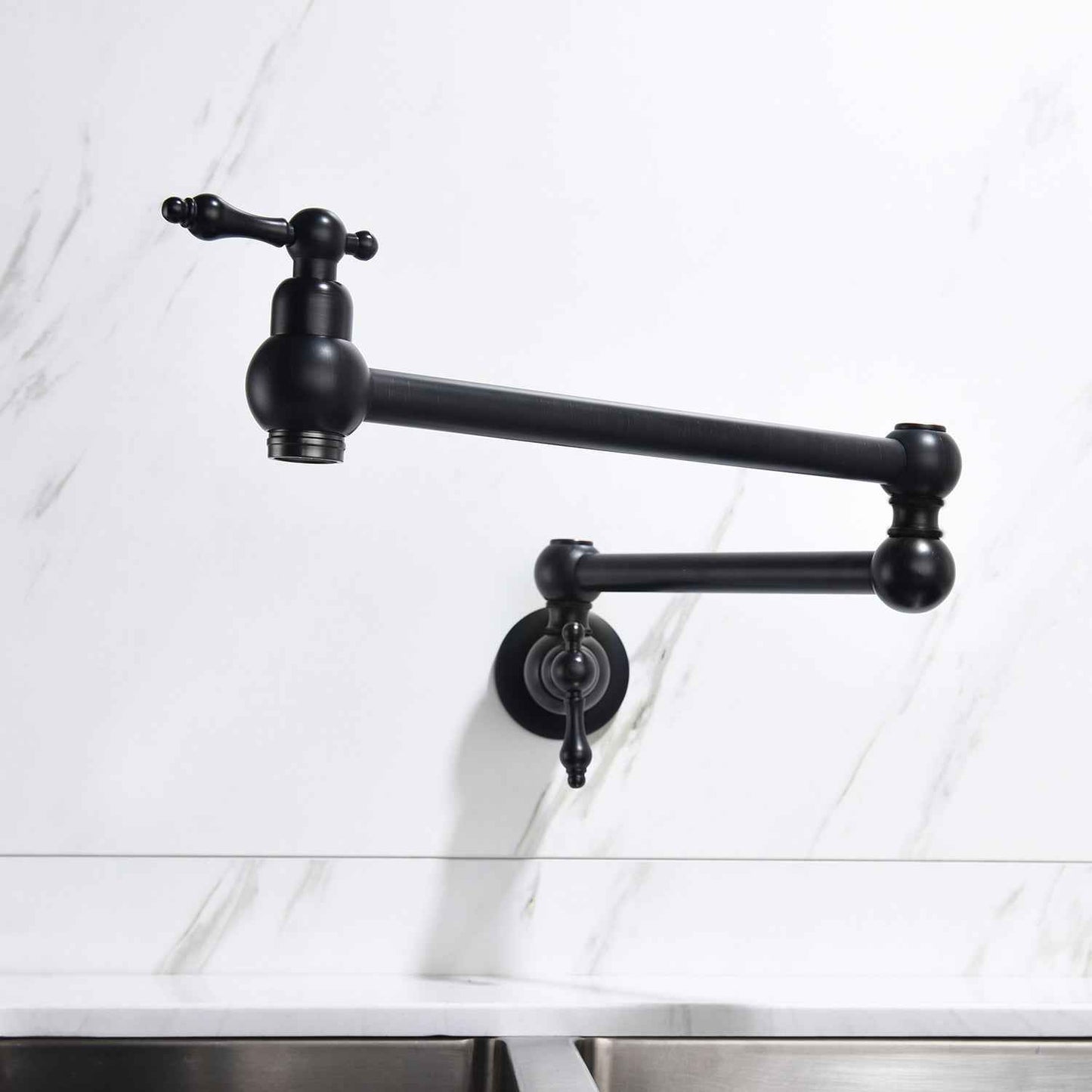 Entumeni Pot Filler Kitchen Faucet | Wall Mounted | Matte Black - Default - pot fillers