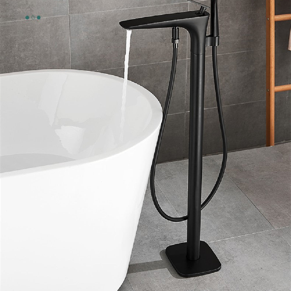 Kalissi Floor Mount Bathtub Filler Shower Faucet - - black bronze chrome silver floor mount silver