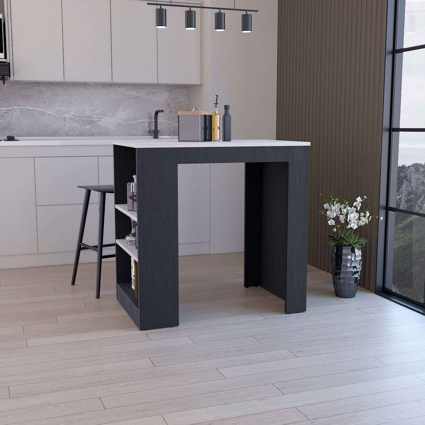 Hagot Kitchen Bar Table | Wengue & Ibiza Marble - Default - bar table