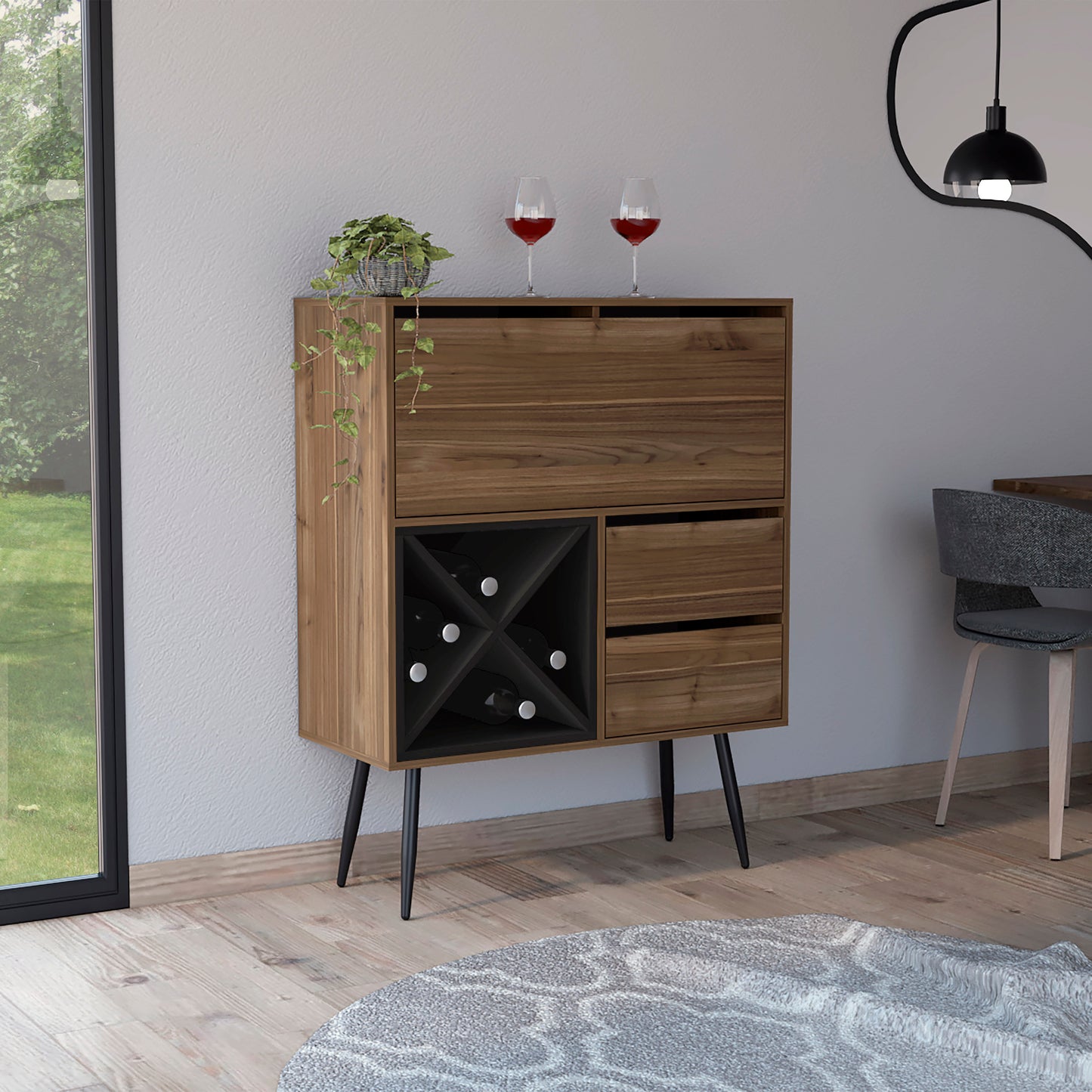 Turgor Bar Cabinet | Brown - - brown cabinet wood