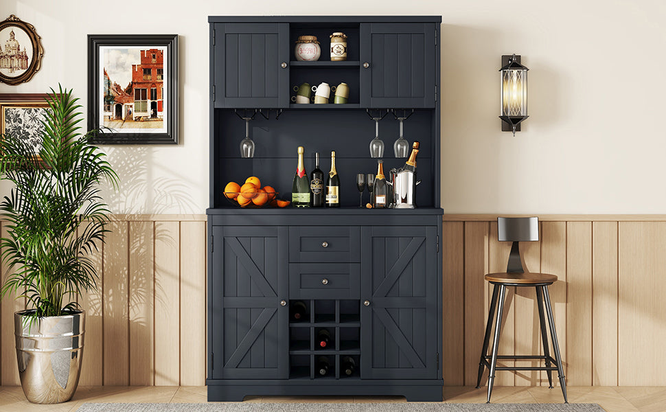 Norwel Farmhouse Coffee Bar Cabinet | Antique Blue - Default - cabinet