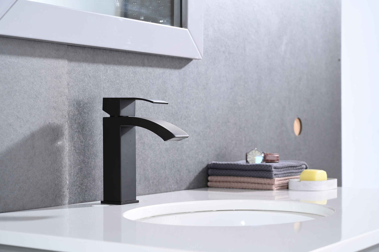 Athiell Single Handle Waterfall Bathroom Faucet | Matte Black - Default - bathroom faucets