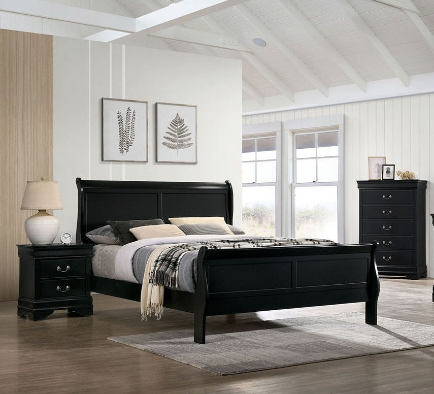 Tevuce Retro Queen Size Bed | Black - Default - beds