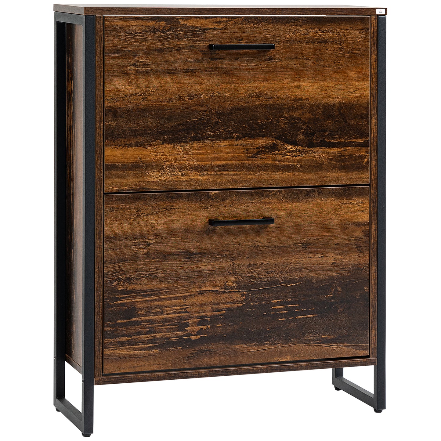 Wracli Industrial Shoe Cabinet | Rustic Brown - - brown cabinet wood