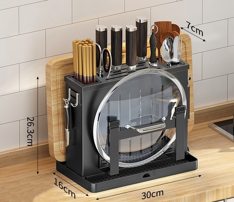 Wall-Mounted Knife Rack - - black Knife Rack Rail