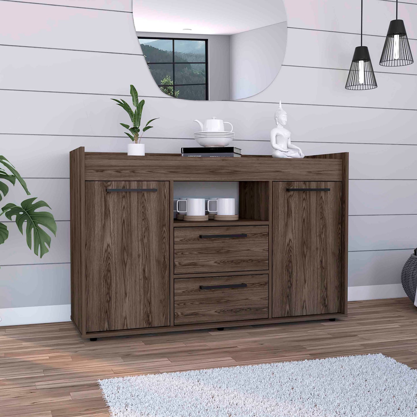 Lyon Double Door Cabinet | Dark Walnut - - brown cabinet walnut wood