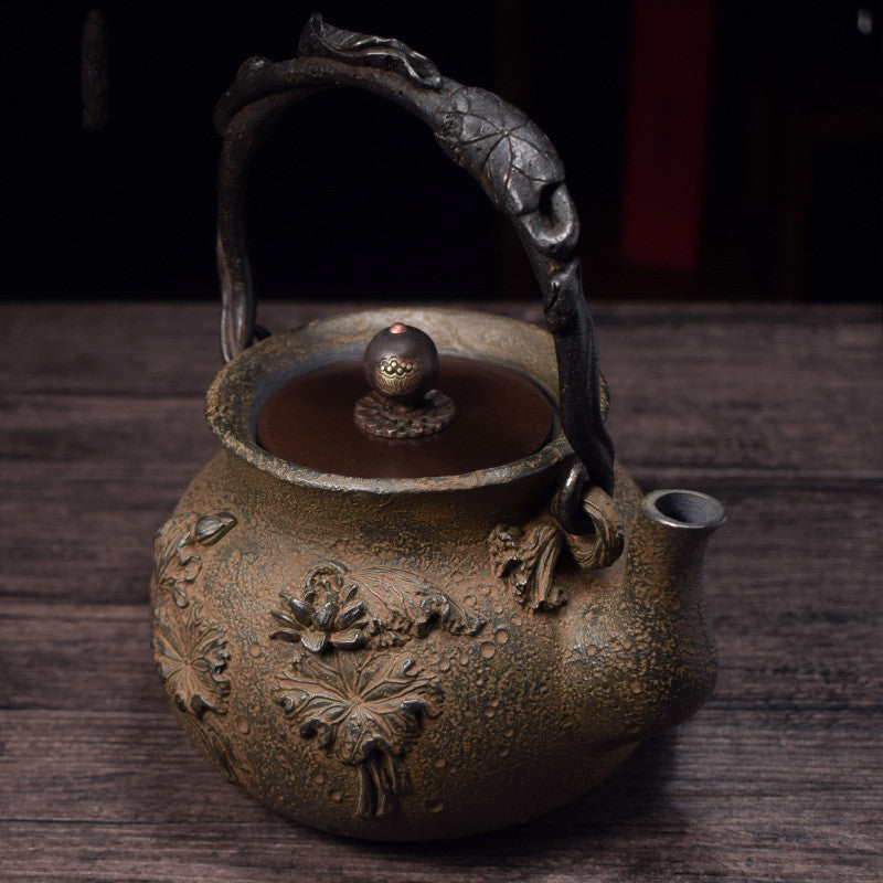 Japanese Style Iron Teapot - Rusty Brown - brown iron rusty teapot
