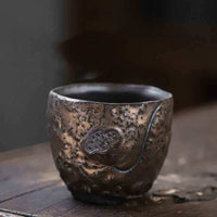 Gilt Ceramic Tea Cup - Lotus - ceramic cup