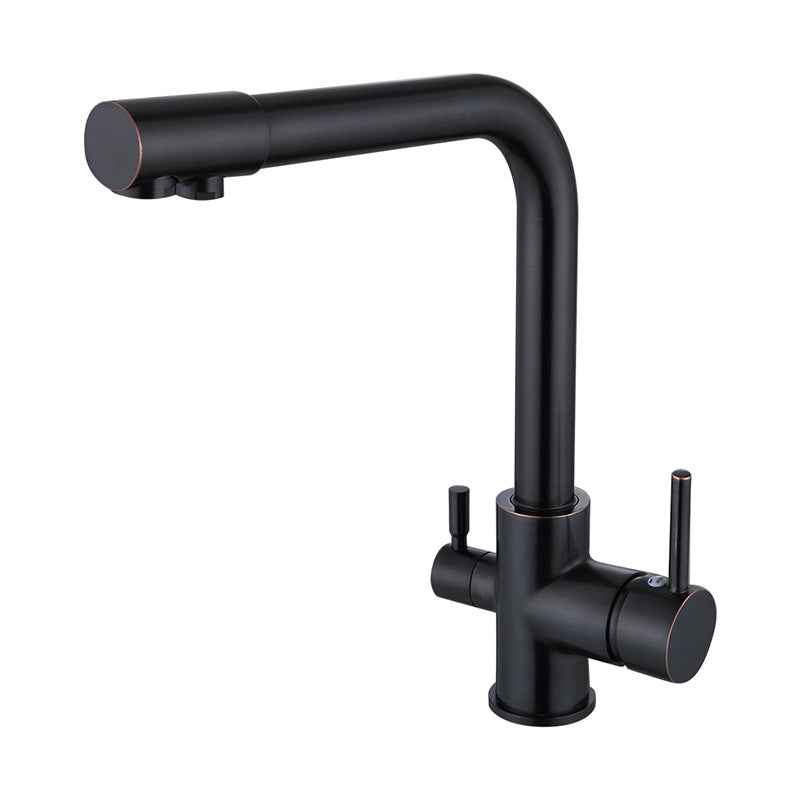 Doti Dual-Handle Kitchen Faucet - Black - beige black brushed black brushed silver chrome silver dual handle silver
