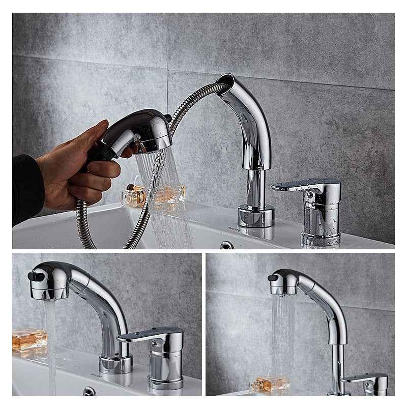 Gadonin Pull-Out Bathroom Faucet - - pull-out silver single handle