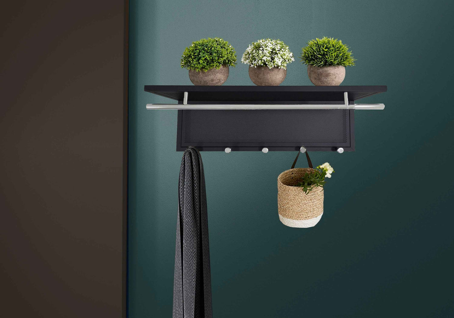 Esyspot Metal Hook Wall Mounted Rack | Black - - black coat rack metal