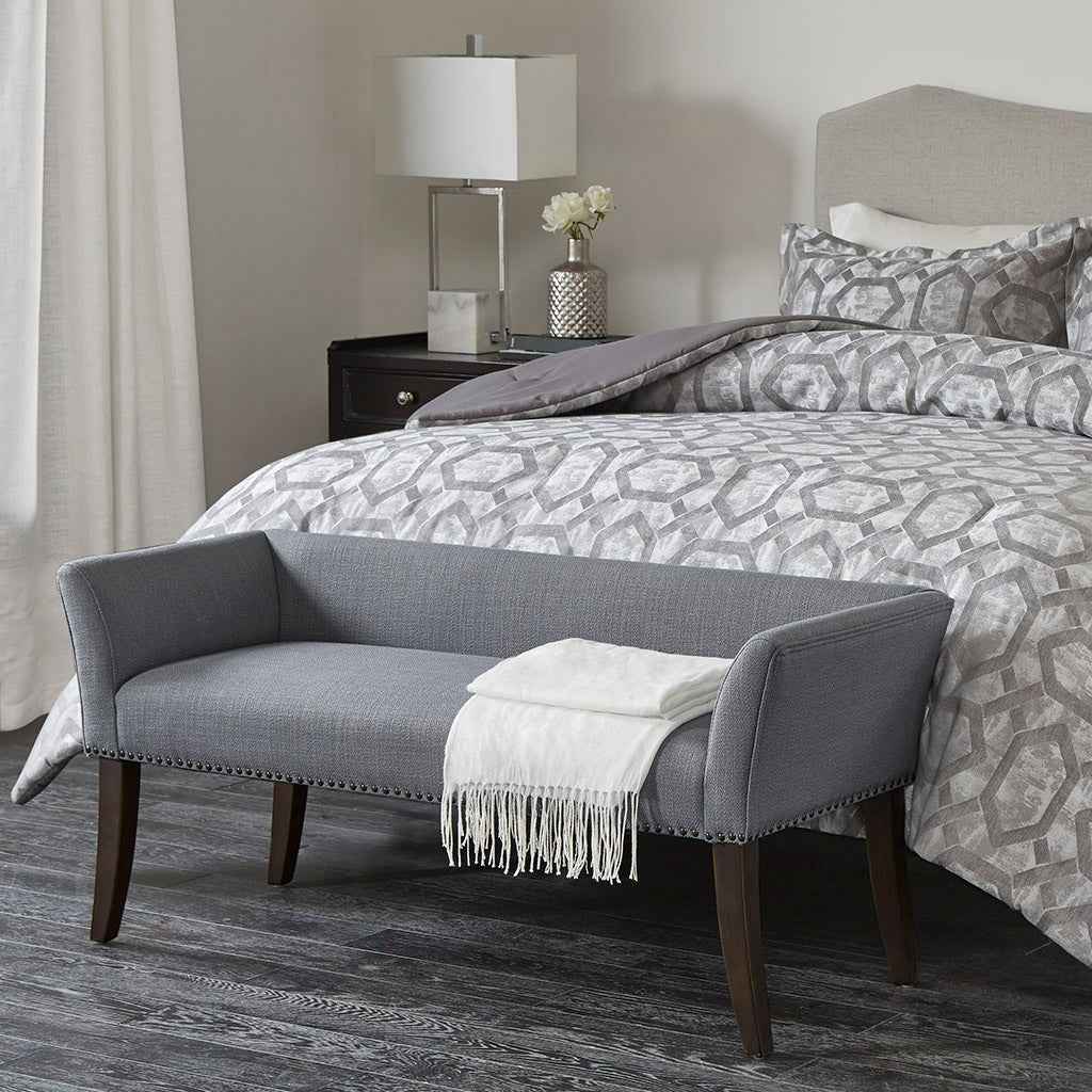 Caesoli Bedroom Bench | Slate Blue - - bench grey wood