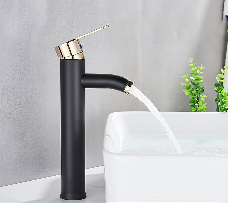 Izwalo Single-Handle Bathroom Faucet - Black Gold Tall Profile - black black gold long low profile short tall profile