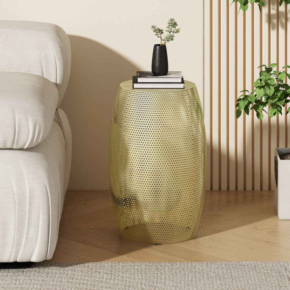 Eccendo Round Metal Side Table | Gold - Default - tables