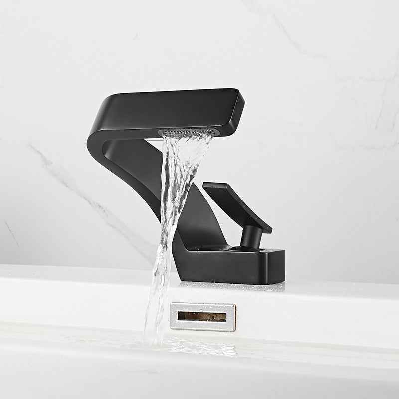 Tino Waterfall Bathroom Faucet - Black - black brushed silver chrome silver gold silver waterfall white