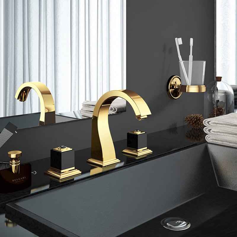 Kranius Widespread Bathroom Faucet - Gold - black gold gold widespread