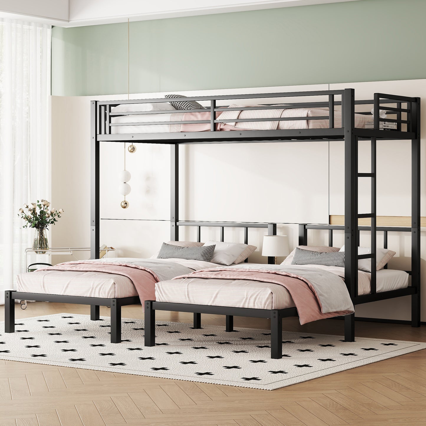 Virgilo Twin Triple Bunk Bed | Black - Default - beds