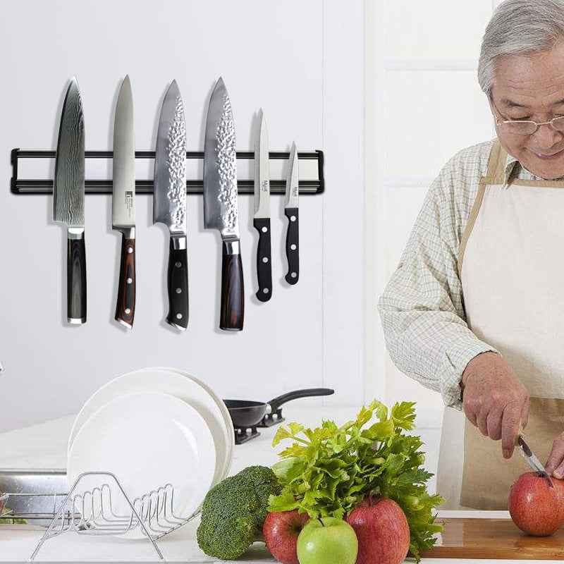 Aluminum Wall-Mounted Magnetic Knife Holder - - black Knife Rack