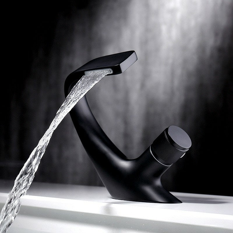 Melange Waterfall Bathroom Faucet - Black - bathroom faucet black black & gold gun grey silver silver & gold single handle waterfall