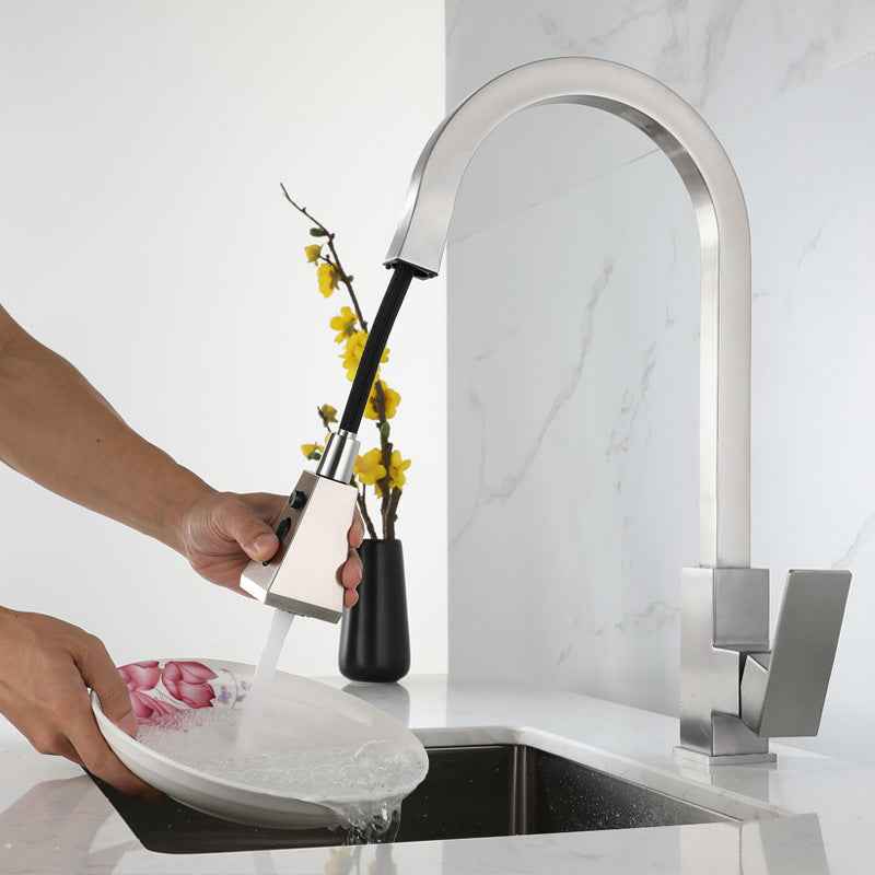 Tarka Pull-Down Kitchen Faucet - - black brushed silver chrome silver pull down silver