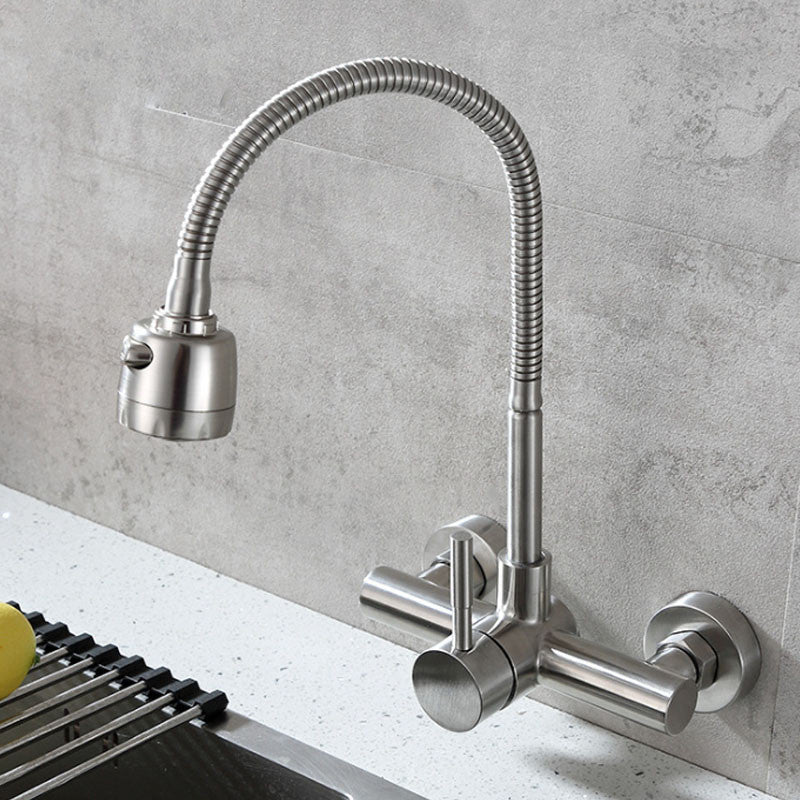 Sapi Wall-Mount Kitchen Faucet - - brushed silver chrome silver silver wall mounted