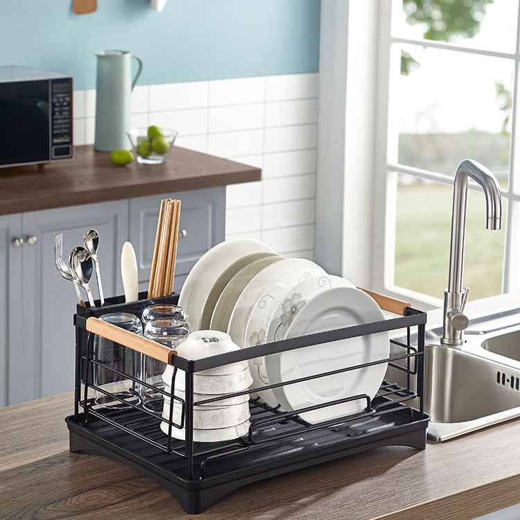 Kitchen Drainer Dish Rack - - black Rack Storage white