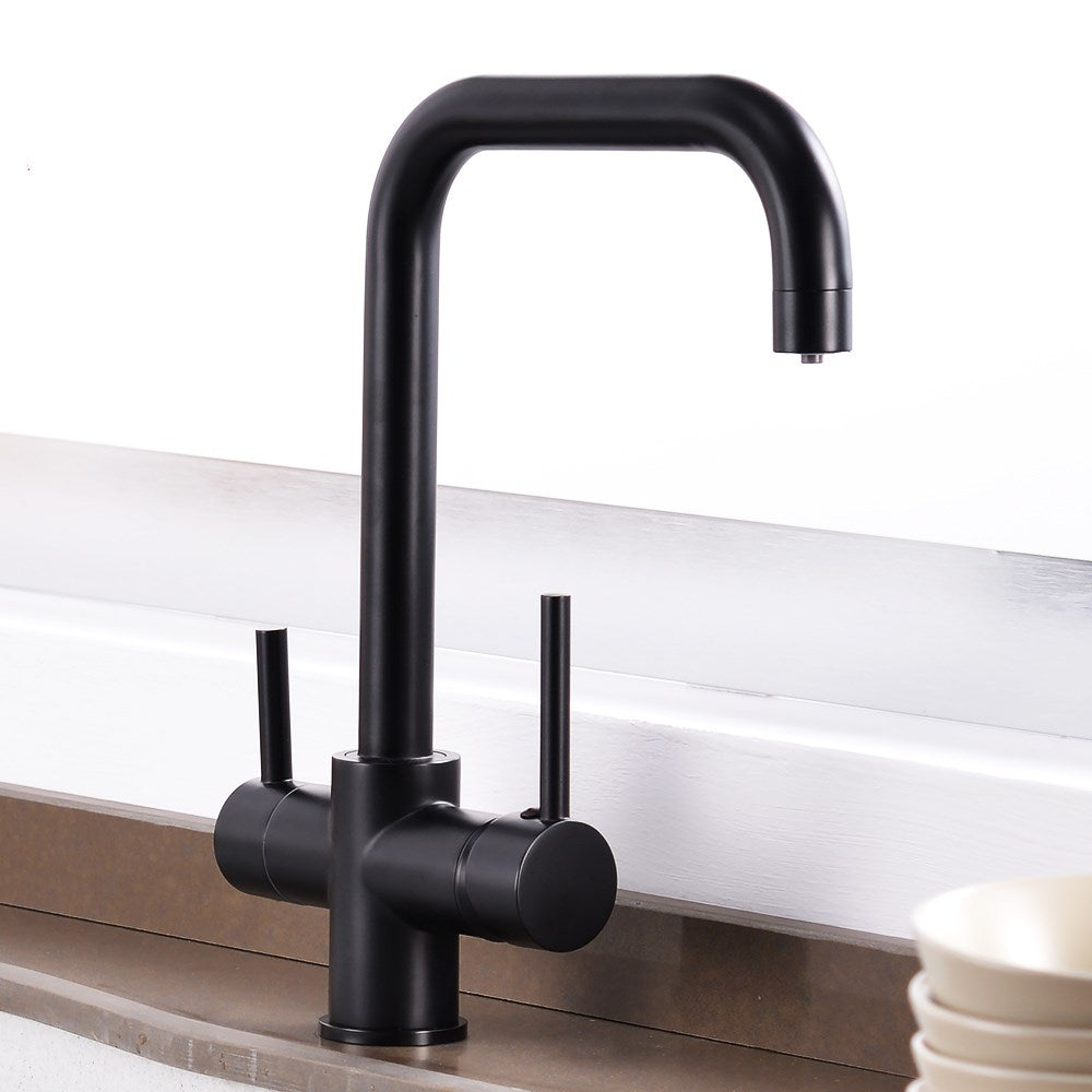 Quido Dual-Handle Kitchen Faucet - - beige black chrome silver dual handle silver