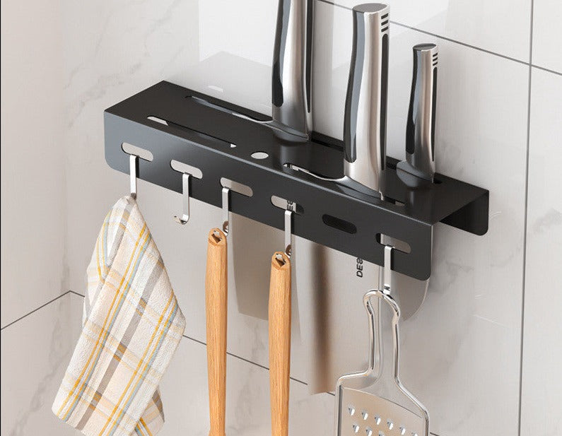 Wall-Mounted Storage Knife Holder - Knife Holder - black Rack Rail