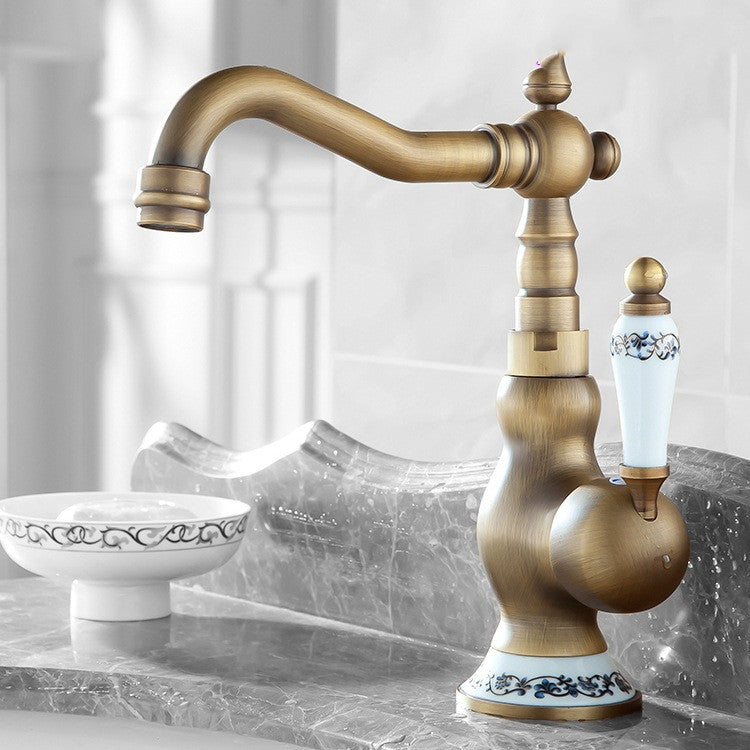 Grifora Single-Handle Bathroom Faucet - Low Profile With Hose - brushed gold long low profile short single handle tall profile vintage