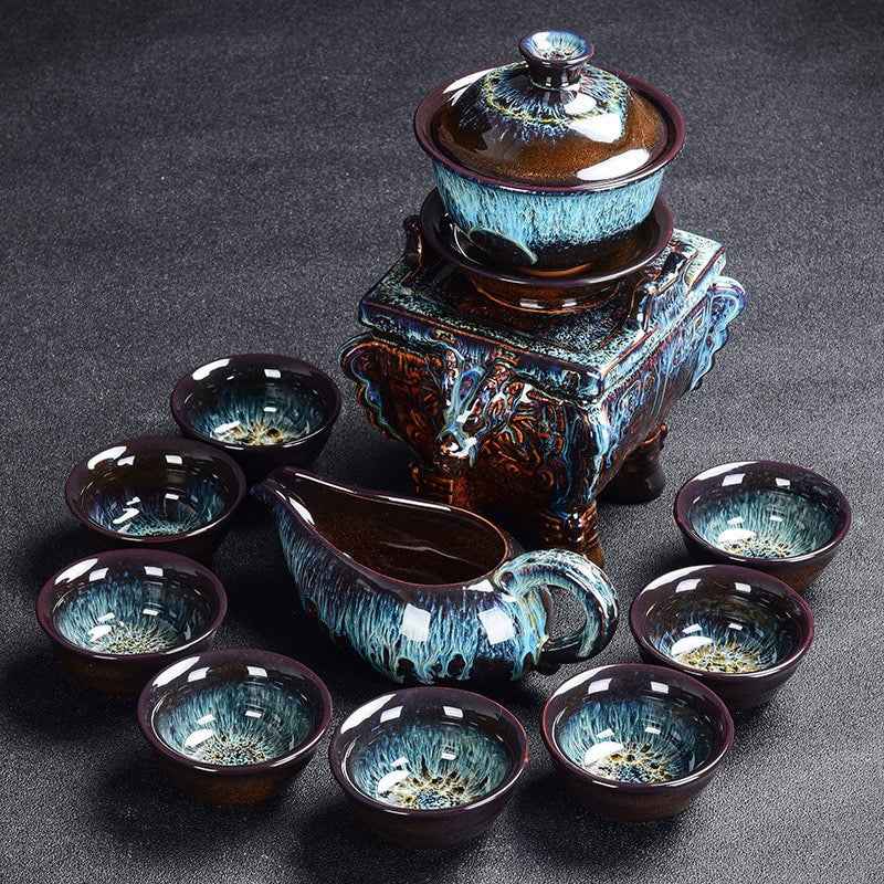 Ceramic Stone Tea Set Collection - Wulong supreme - beige black brown Ceramic light blue light green petrol red teapot