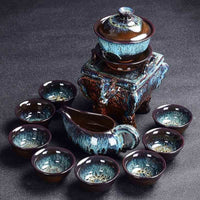 Ceramic Stone Tea Set Collection - Wulong supreme - beige black brown Ceramic light blue light green petrol red teapot