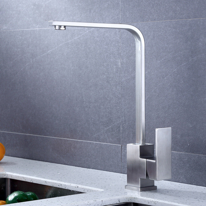 Puro Single-Handle Kitchen Faucet - Silver Including Hoses - brushed silver chrome silver silver single handle