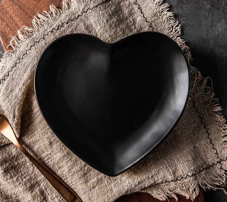 Heart-Shaped Nordic Style Tableware - Black Regular 19x18x2 cm - black blue grey pink Plate Tableware white