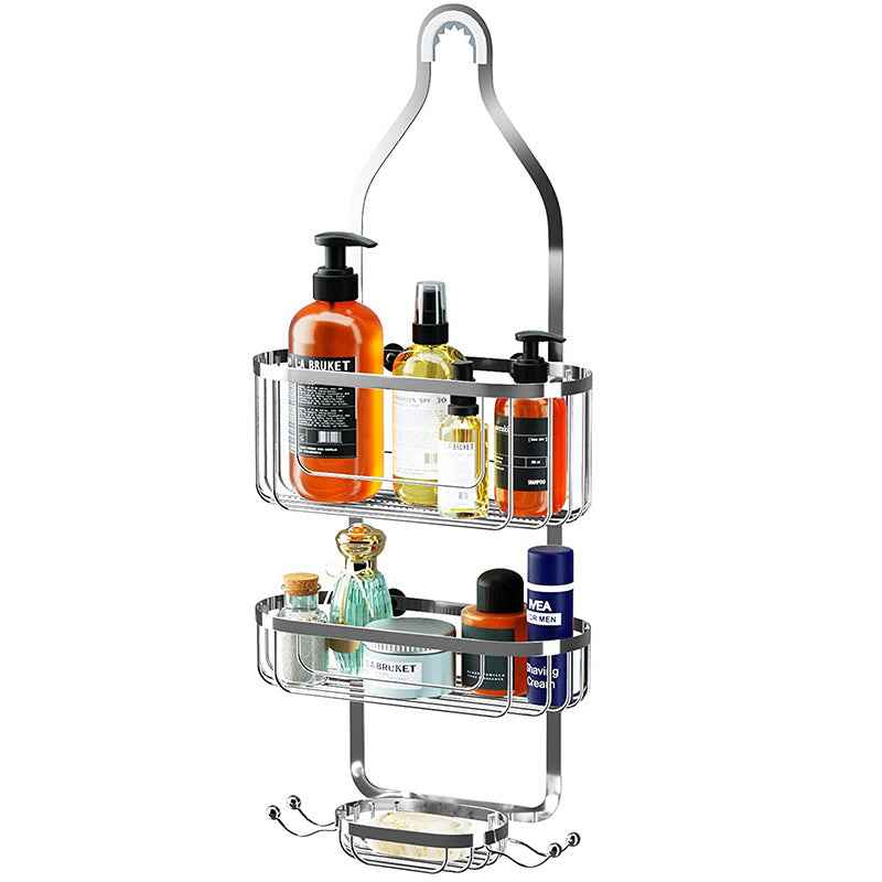 Installation Free Three-Layer Hanging Basket - Chrome - Shelf silver Stainless Steel