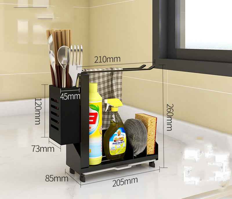 Kitchen Sink Caddy Organizer Nonslip Sponge Soap Brush Holder - -