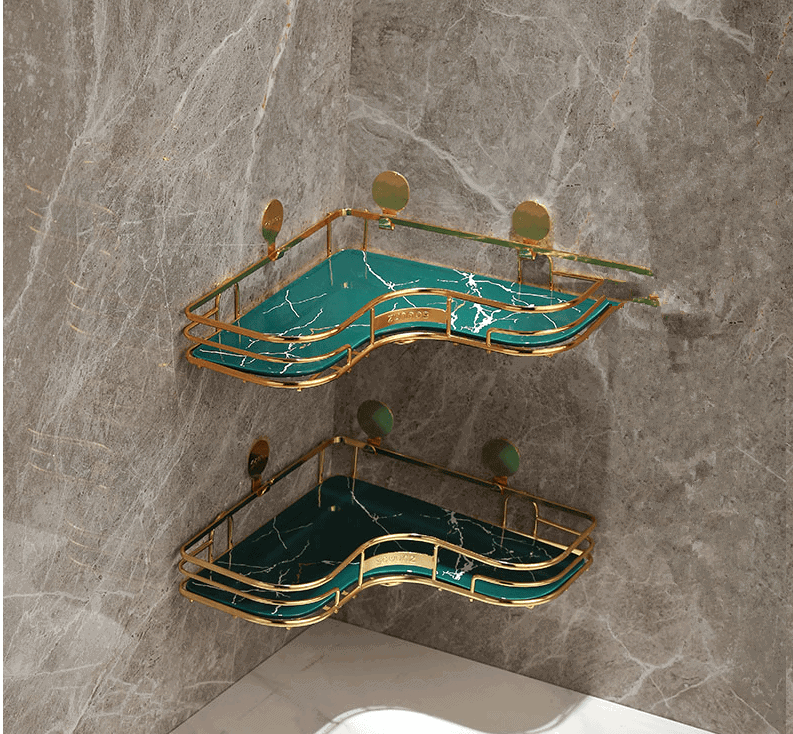 Vanity Punch-Free Corner Shelf - Green - black green Rack Shelf white