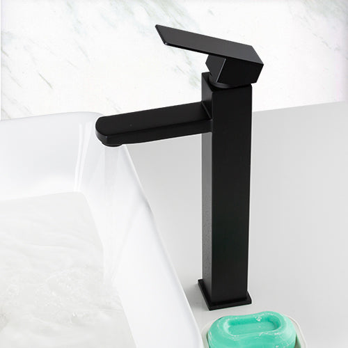 Grifosol Single-Handle Bathroom Faucet - Black Tall Profile - black chrome silver long low profile short silver single handle tall profile