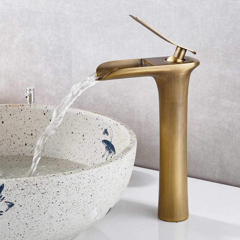 Ravord Single-Handle Bathroom Faucet - Bronze Tall Profile - black gold bronze brushed black brushed gold brushed silver chrome chrome silver gold long low profile short single handle tall profile white gold white silver